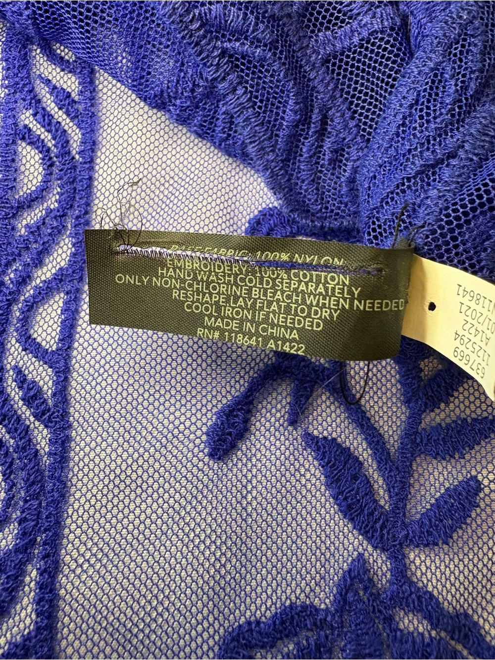 Lane Bryant Sheer Embroidered Lace Kimono in Cobalt Blue Cover Up Size 14/16 - Picture 6 of 6